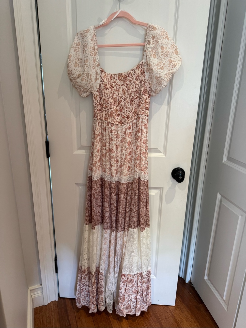 Altar'd State Aderny Patchwork Floral Maxi Dress - Tiered Puff-Sleeve Maxi Dress - Picture 2 of 5